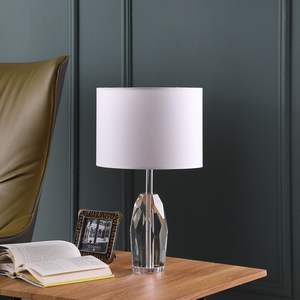 Lampe de table 19 pouces avec abat-jour en cristal massif chromé argenté, éclairage contemporain pour chambre à coucher, LED E26, commande par interrupteur - Product Image 3