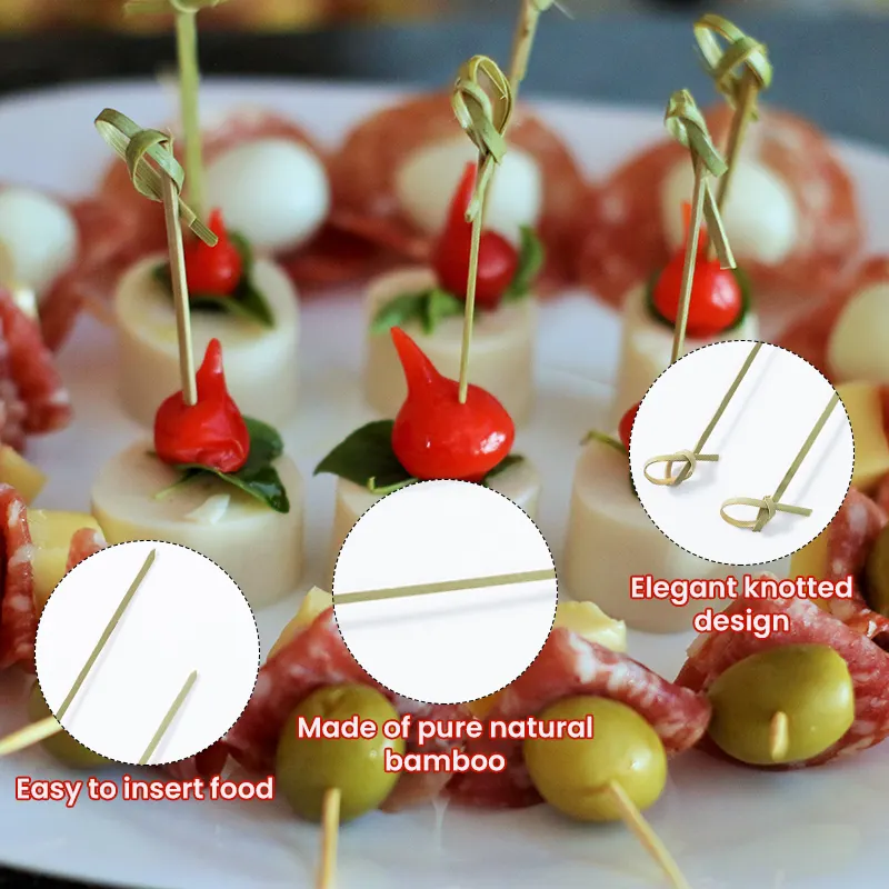 공장 도매 일회용 천연 대나무 매듭 꼬치 스틱 저렴한 가격