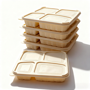 Биоразлагаемая упаковка из кукурузного крахмала: одноразовый ланч-бокс из кукурузного крахмала с <span class=keywords><strong>2</strong></span>, <span class=keywords><strong>3</strong></span>, 4 отделениями и крышкой для еды на вынос - Product Image 1