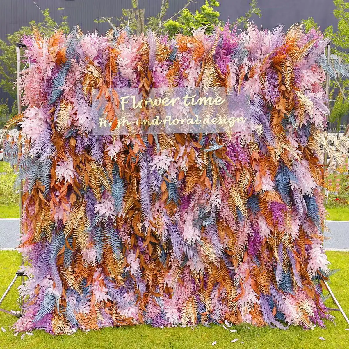 Hot Selling Wedding Supplies Colorful Feather Wall Wedding Backdrop Silk Artificial party wedding Decorative Flower Wall