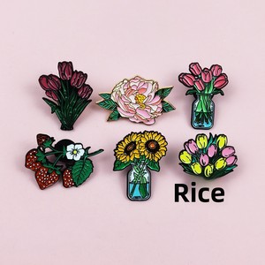 Broche de dibujos animados de flores y plantas verdes en maceta, elegante y personalizado, con diseño de tulipán, rosa y girasol, técnica de goteo de aceite, para niñas - Product Image 3