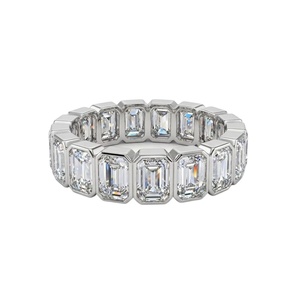 <b>Emerald</b> Bezel Eternity <b>Band</b> Diamond <b>Ring</b> - 9k, 14k 18k Gold - Product Image 5