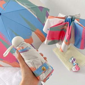 Parapluie manuel moderne sur mesure en pongé avec motif, <span class=keywords><strong>anti</strong></span>-<span class=keywords><strong>UV</strong></span>, portable, format de poche pour <span class=keywords><strong>femme</strong></span>, idéal pour les voyages - Product Image 1