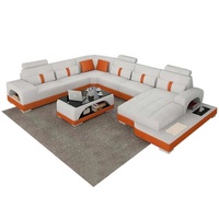 Ensemble de canapés sectionnels en cuir véritable de luxe, meubles modernes pour salon