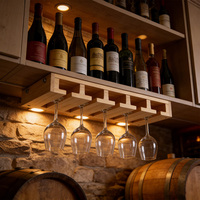 Porte-vin mural moderne en bois massif, écologique, pour la maison, organisateur de bouteilles et de verres, vitrine de restaurant