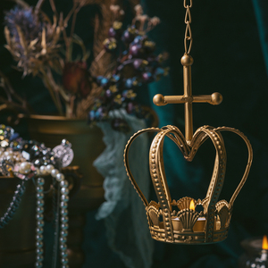 Candelero al por mayor del metal del oro de la palmatoria de la pieza central de la corona de la boda para la decoración casera - Product Image 3