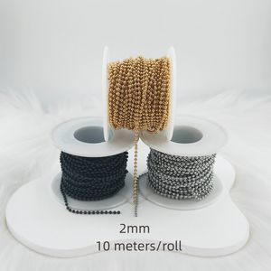 Byron rantai manik logam Stainless Steel 2mm, pengiriman cepat rantai 10 meter/rol Aksesori rol rantai bola emas perak - Product Image 2