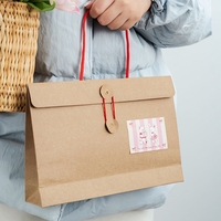 Bolsa de Regalo de Papel Recubierto Personalizada con Cierre de Cuerda, Laminación Mate, Portátil, Ecológica, para Envasado de Alimentos, Panadería, Galletas, Sushi, Venta al por Menor