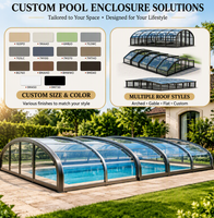 Yeyon 2026 OEM - Cubierta Retráctil Inclinada Blanca para Piscina, de Aluminio, para Patio Trasero, Ahorro de Energía del 40%, Invernadero Exterior de Vidrio