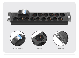 Cơ bản PDU ổ cắm 19 "* 2U 16A 15x Đức cửa hàng 2P mạch bảo vệ phá vỡ 3-core 1. 5mm2*2m cáp với VDE chứng nhận - Product Image 4