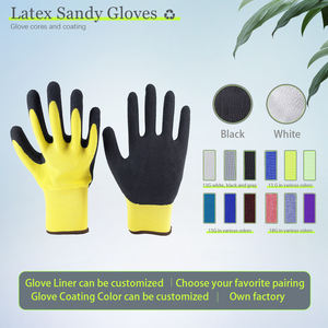 قفازات أمان صناعية مطلية بالانتهاء من المطاط الأسود والبوليستر الأصفر 13 جرام قفازات عمل البناء الصناعي قفازات - Product Image 5