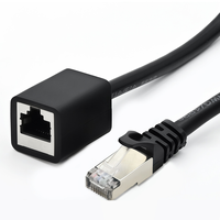 RJ45 kabel ekstensi jaringan Lan Ethernet Pria Wanita Cat5 Cat6 kabel ekstensi Patch Ethernet berpelindung FTP untuk luar ruangan