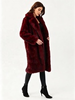Manteau long en fausse fourrure de renard bordeaux pour femme Zeyu, col large, épais et chaud, longueur intégrale, veste maxi en fausse fourrure rouge, ODM/OEM
