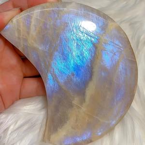 Piedra de Cristal Natural de Piedra Lunar Azul Tallada a Mano al por Mayor, Estilo Bohemio, para Decoración del Hogar Única y Regalos Navideños - Product Image 3