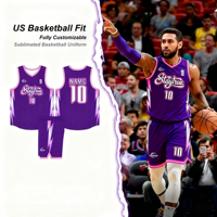 Uniforme de Baloncesto Sublimado Personalizado, Transpirable, de Malla que Absorbe la Humedad, Cuello en V, Conjunto de Camiseta y Pantalones Cortos para Hombre, de Secado Rápido
