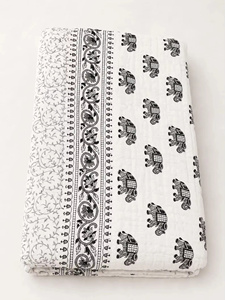 Nouvelle couverture légère en coton imprimé à la main style Jaipuri pour l'été, motif floral réversible, style bohème indien, MALONI - Product Image 4