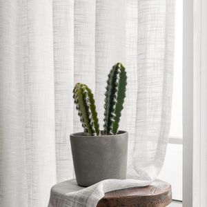 Nuevo Material de calidad de Hotel, tela de gasa sólida, cortinas transparentes de lino blanco para la sala de estar, dormitorio, cortina transparente de tul - Product Image 2