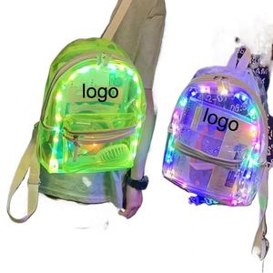 Mochila Transparente de PVC con Forro Colorido, Versátil, con Luces LED, para Mujer, Estilo Urbano, para Hombre, Bolso para Mujer - Product Image 1