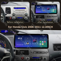 Système radio embarqué tout-en-un avec écran tactile Navi 12,3 pouces pour Honda Civic 2006-2011, CarPlay avec kit de montage ABS