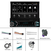 Autoradio Podofo 1 Din, autoradio de voiture avec écran rétractable automatique de 7 pouces, lecteur MP5 avec CarPlay sans fil et Android Auto BT/FM