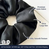 Chouchous en satin de luxe en gros, 6 couleurs unies : Noir, Bordeaux, Beige, Bleu marine, Blanc, Rose, Élastiques minimalistes pour cheveux, OEM, Marque privée