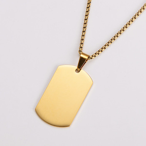 <span class=keywords><strong>Collana</strong></span> <span class=keywords><strong>con</strong></span> Ciondolo Dog Tag in Acciaio Inossidabile Personalizzabile per Incisione, Produzione su Misura - Product Image 1