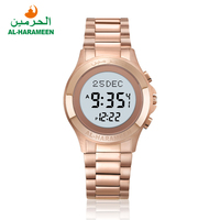 Jam Tangan Kiblat HA-6371 HA-6372 Bahan Stainless Steel Tahan Air dengan Fitur Azan untuk Pasangan