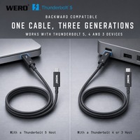 Câble de données Thunderbolt 5 2m/1.8m USB-C avec blindage tressé 120 Gbps 240W pour ordinateur portable, station d'accueil, moniteur, SSD