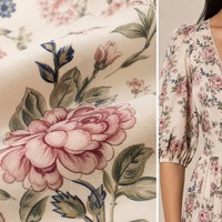 Robe longue en viscose pour femme, coupe trapèze évasée, manches bouffantes, imprimé floral Jardin Impérial, style romantique russe, personnalisable avec logo OEM