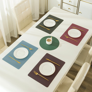 Wholesale Household PU Leather <b>Placemats</b> Hotel Restaurant Place Mat Waterproof and Oil-proof Table Mat Heat Insulation Mat - Product Image 1