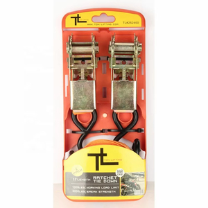 2inch Ratchet <span class=keywords><strong>Tie</strong></span> xuống với cao su xử lý S Hooks Ratchet <span class=keywords><strong>Tie</strong></span> xuống dây đai thiết lập 2 gói - Product Image 3