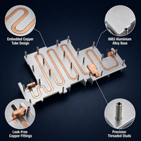 Plaque de refroidissement liquide en aluminium avec tube en cuivre intégré sur mesure, usinée CNC, pour module de puissance de chargeur EV, laser, IGBT