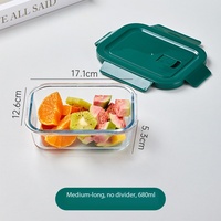 Premium glazen voedselbewaarbak van hoog borosilicaatglas met deksel, magnetronbestendig, verdeeld glazen lunchbox voor kantoor en maaltijdvoorbereiding
