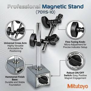 Support magnétique Mitutoyo 7011S-10, base stable, réglage fin, construction en acier pour - Product Image 1