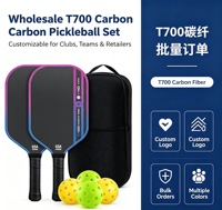 T700 Carbonfaser Pickleball-Schläger-Set, Professionelles Kit mit 2 Schlägern, 4 Bällen und Tragetasche für Pickleball-Club-Teamtraining