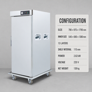 Armoire chauffante professionnelle à porte simple 220V 2.62kW, chariot chauffant 11 niveaux pour aliments, idéal pour hôtels, restaurants et cuisines de traiteur - Product Image 6