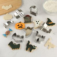 Ensemble de moules à pâtisserie pour Halloween en acier inoxydable, emporte-pièce fantôme citrouille pour biscuit fondant gâteau chocolat bonbon rectangle