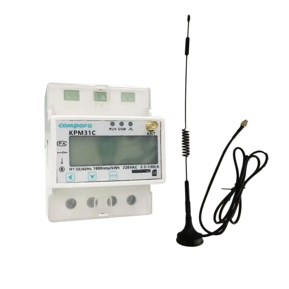 DIN rail lcd display 4g gsm lte gprs wireless single phase smart meter electricity monitor