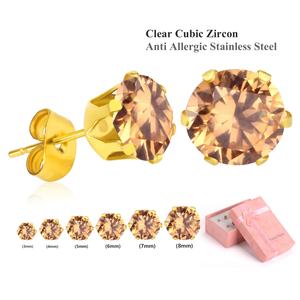 Boucles d'oreilles tendance en acier inoxydable avec strass brillants et colorés, bijoux mignons à prix de gros, boucles d'oreilles à vis pour bébé - Product Image 3