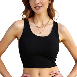 Débardeur d'été sans manches Bodycon Débardeur à bretelles spaghetti Casual Slim Fit Short Length Front Logo Knitted Built-In Cup Halter Neck - Product Image 4