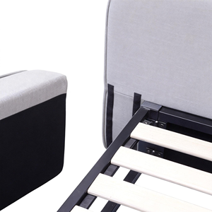 מיטת קווין מרופדת בבד, חוסכת מקום, מודרנית, עם מסגרת מתכת ללא צורך בכלים - Product Image 4