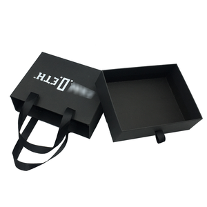 Wholesale Recyclable Custom <b>Black</b> Paper Rigid <b>Gift</b> <b>Boxes</b> with Sliding Drawer Handle Embossed Glossy Lamination for Underwear - Product Image 3