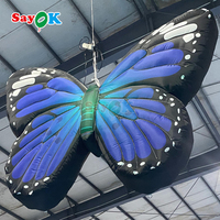 Sayok Personnalisé 1.5m Grand Papillon Suspendu Décorations Accessoires Géant Gonflable Papillon avec Éclairage Led