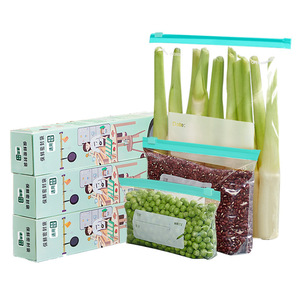 Food Grade Resealable Bags Thickened Zipper <b>Freezer</b> Storage Bags Household Multi Functional Square Shape 100Pcs Blue Zipper - Product Image 1