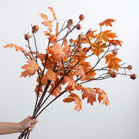 Ranting Daun Maple Buatan L834 86cm, Batang Daun Sutra Imitasi dengan Buah, Dekorasi Massal untuk Dalam Ruangan, Thanksgiving, Pernikahan