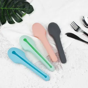 3 peças de Silicone food grade garfo Eco reutilizáveis airline conjunto de talheres de aço inoxidável jogo de jantar louça define atacado