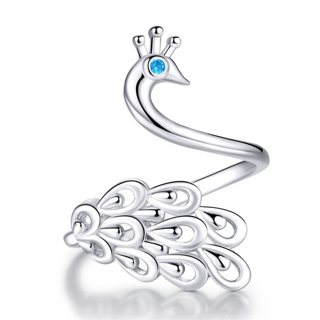 High Quality Fashion Large Women Animal 3d Wedding Ring Gold Plated Luxury Adjustable Gemstone 925 Silver Jewellery Hand Rings
