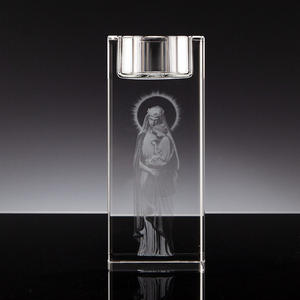 Bougeoir <span class=keywords><strong>en</strong></span> <span class=keywords><strong>verre</strong></span> transparent fait à la main, chandelier <span class=keywords><strong>en</strong></span> cristal personnalisé gravé <span class=keywords><strong>en</strong></span> 3D - Product Image 3