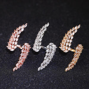 Anillo de cóctel F1601 Wings para mujer con circonita cúbica creada en laboratorio, engaste marquise pavé, anillos de moda para boda - Product Image 4