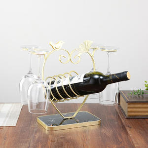 Customized <b>Table</b> Decorative Antique Wine Rack Single Champagne Beer Bottle Holder and Wine Glass Stand - Product Image 3